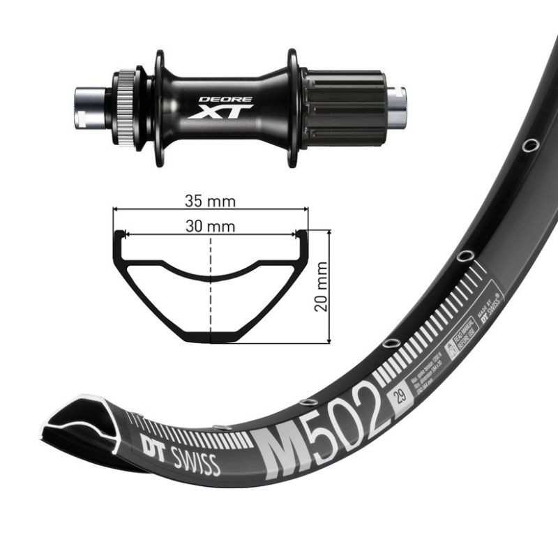 Complete rear wheel  29 DT SWISS M502 AG DISK CL SH DEORE XT FHM 8010 BOOST 12x1