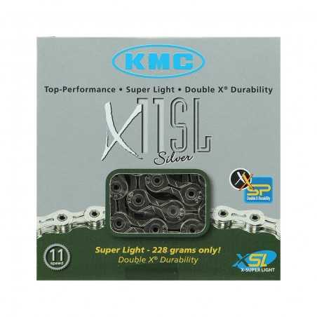 Chain kmc bicycle x11sl x-11 sl silver 11v 5.5mm 228g shimano campagnolo sr