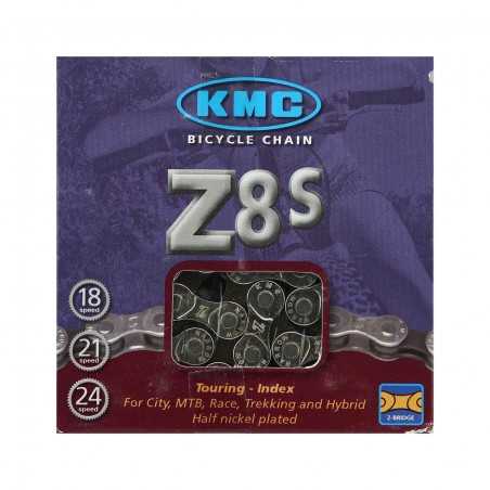 KMC Cadena Z-8S116 Index 6V/7V/8V, Gris, para Shimano, Campagnolo y Sram 15470