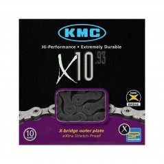 KMC Cadena bicicleta X10-93 112 Pasos Index 10V en caja 15671
