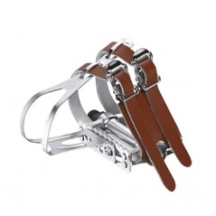 Pedals, retro platform vp-366t with toeclip and leather strap