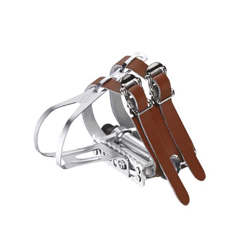 Pedals, retro platform vp-366t with toeclip and leather strap