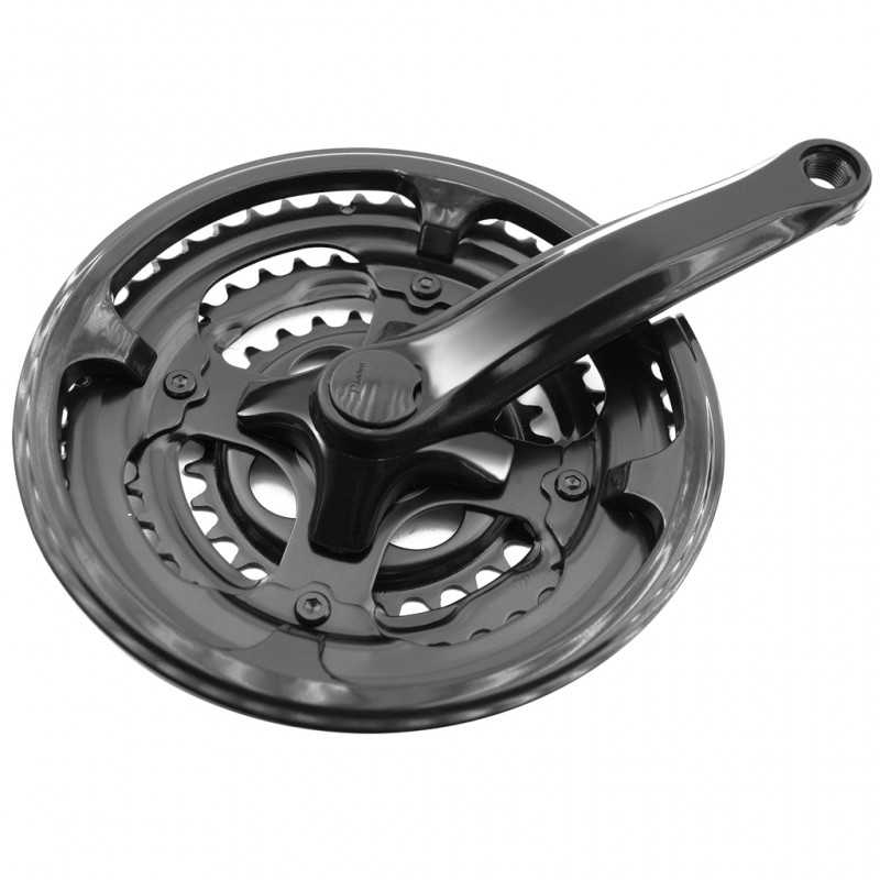 PROWHEEL Triple Plato y Bielas para Bicicleta de 26 - 170mm 48/38/28T con Protector Cubrecadena 356