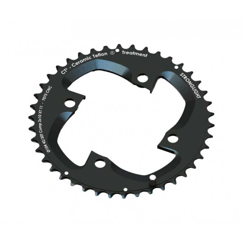 STRONGLIGHT Plato para bicicleta exterior aluminio 4 brazos MTB (24/26)104/64 P/SHIMANO 2x10 XT FCM785 712114