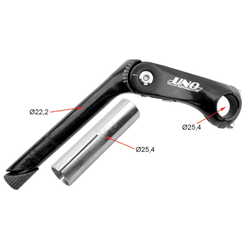 KALLOY UNO Potencia regulable de manillar para bicicleta MTB/City - Plata 299