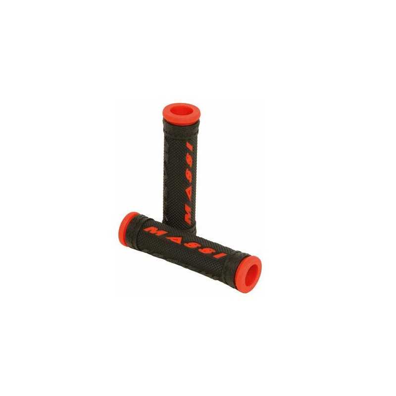 MASSI Puños de bicicleta doble densidad en negro/rojo 48794