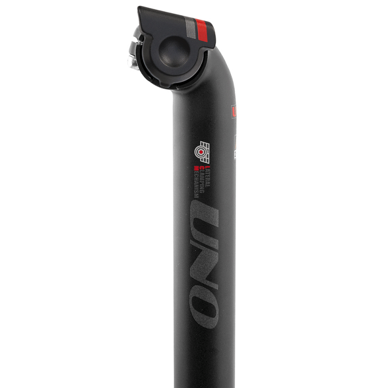 KALLOY UNO Tija sillin negra 350mm Full aluminio 2014-T6 con sistema de ajuste lateral TS638