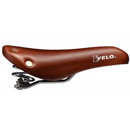 VELO SEAT, SINGLESPEED WITH SPRINGS VELO VL6067 BROWN SKIN + RIVETS 35463