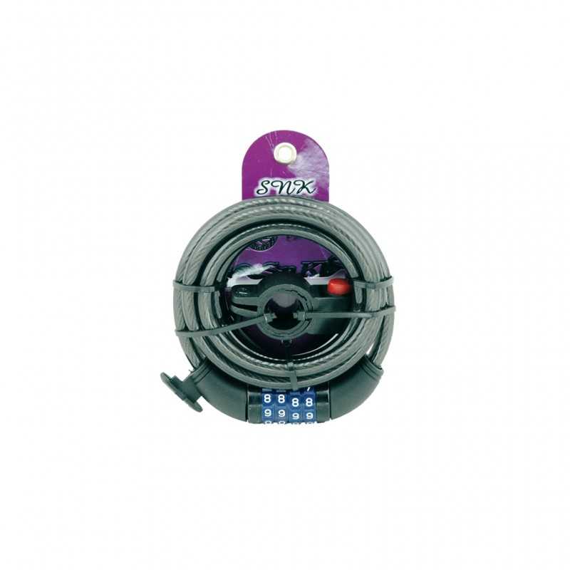 Padlock, spiral, 4-digit combination, bicycle