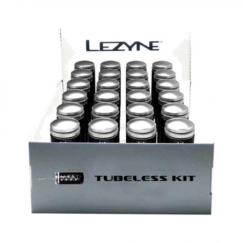 LEZYNE Expositor caja kit recauchutado reparacion tubeless cubiertas sin camara 24U 4712805998050