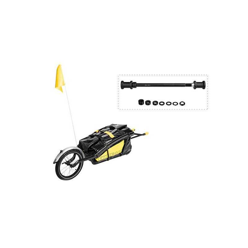 Bicycle luggage trolley with bag and thru-axle