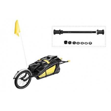 Bicycle luggage trolley with bag and thru-axle