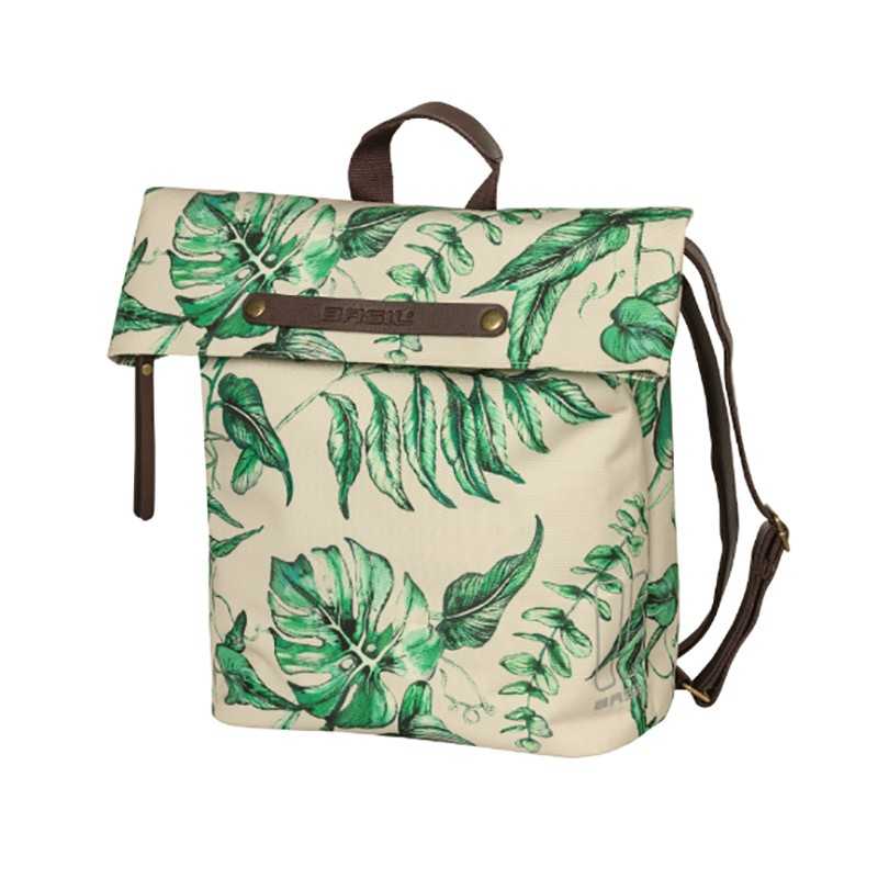 Reflective polyester bike saddlebag with leaf print magnetic closure  EVER-GREEN