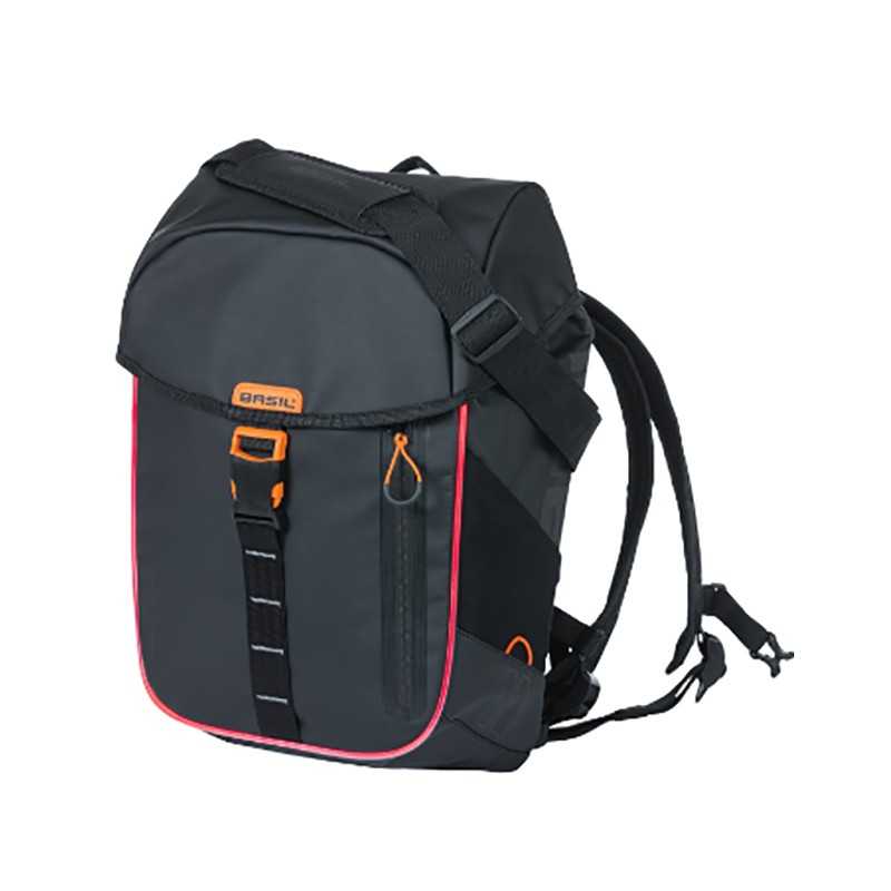Reflective saddlebag with light and click closure  MILES TARPAULIN 17 L HOOK-ON 