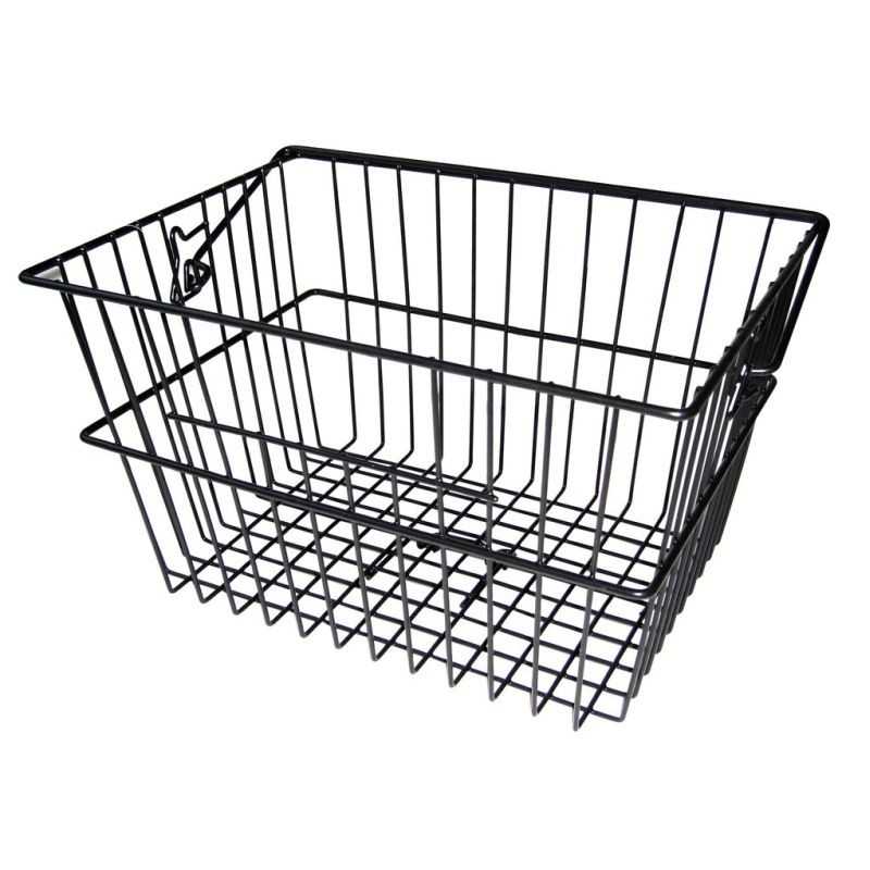 Extra high steel and wide mesh rear bike basket + hooks included  CITY 40x30x23 