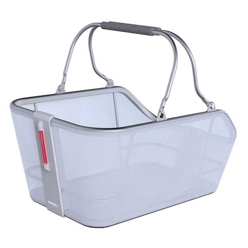 BASIL Cesta trasera para bici de aluminio con placa adaptadora + luz CENTO TECH FIBER 21L MIK LED NORDLICHT 702682VAR