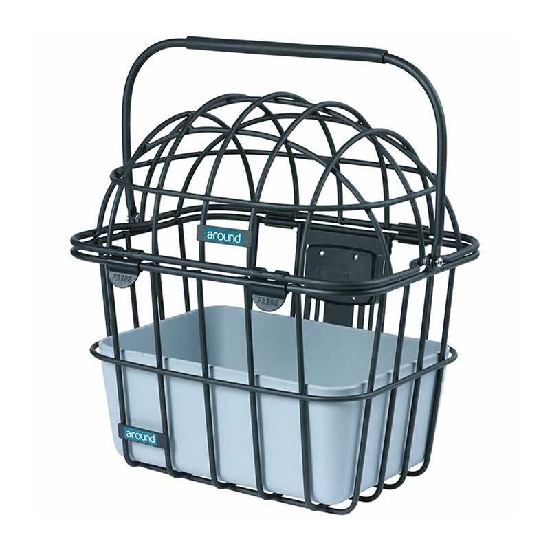 Aluminum animal front basket + handlebar mount  LUNA 30x38x43 CM