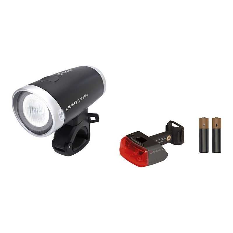 SIGMA Kit faro luz delantera + trasera intermitente LIGHSTER+CUBERIDER+BATTERY 33601