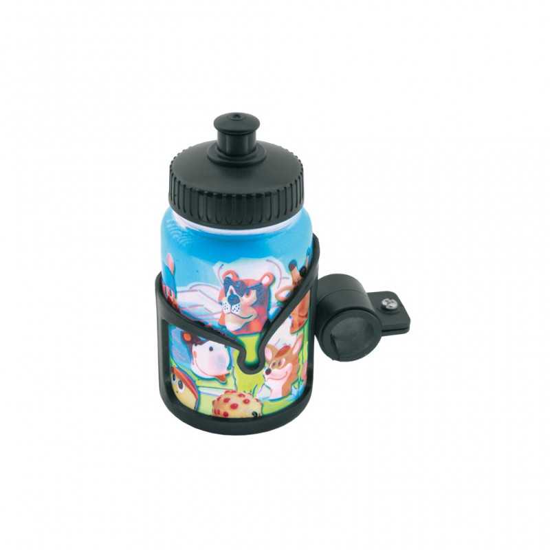 Bottle holder, plus bottle child handlebar attachment bicycle
