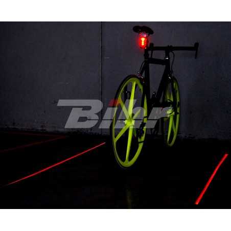 Pilot light, rear led bicycle + lane indicator, laser