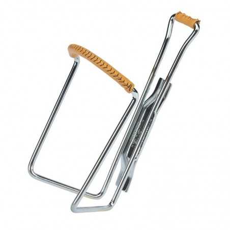 Bottle holder bottle holder steel chromed leather VINTAGE