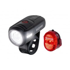 SIGMA Set de luces delantera y trasera recargables LED USB AURA45+NUGGET II 704328