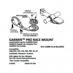 K-EDGE Soporte de potencia para dispositivo cuenta kilómetros compatible GARMIN RACE 31.8 MM 857710005456