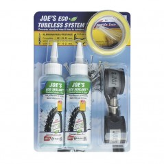 JOES Kit completo para tubeless tubelizar valvula fina amarillo 19-25 mm 33288