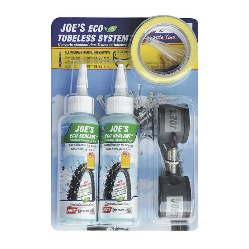 JOES Kit completo para tubeless tubelizar valvula fina amarillo 19-25 mm 33288
