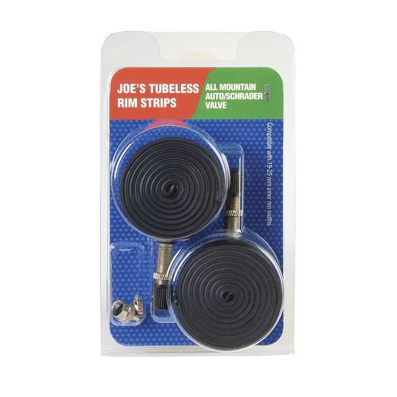 JOES Juego de 2 Cintas Tubeless y Válvulas Schrader 19-25mm para Neumáticos Sin Cámara 33295