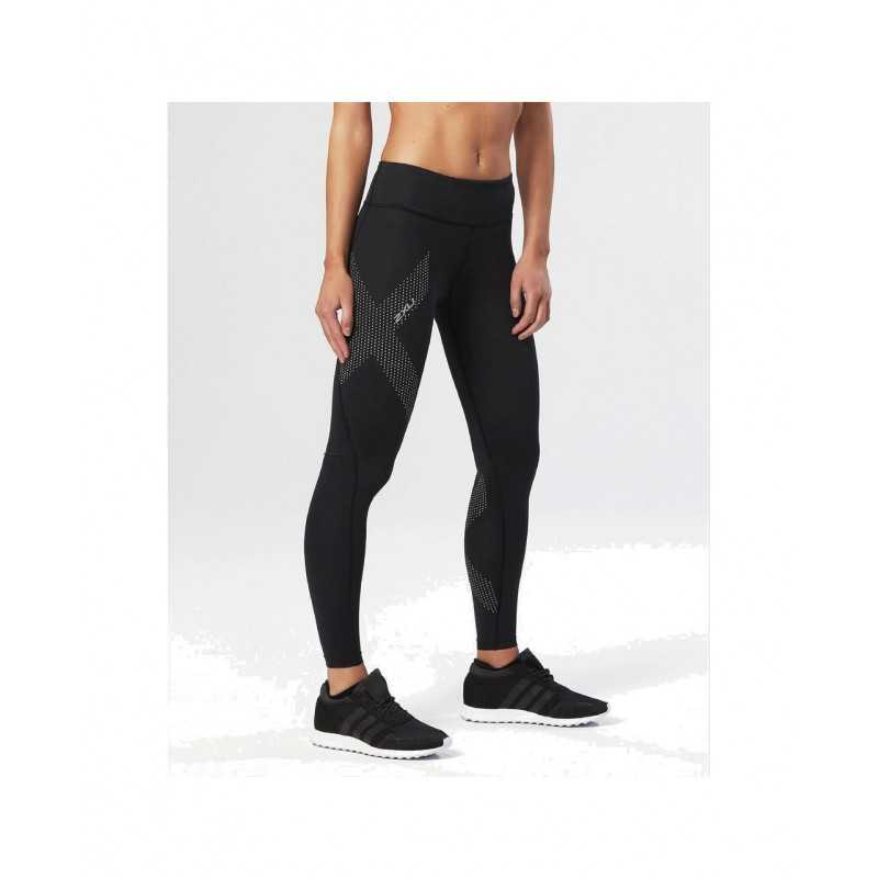 Long women''s compression tights with reflective dots
