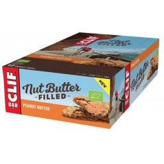 Bio chocolate energetic bar filled with peanut butter