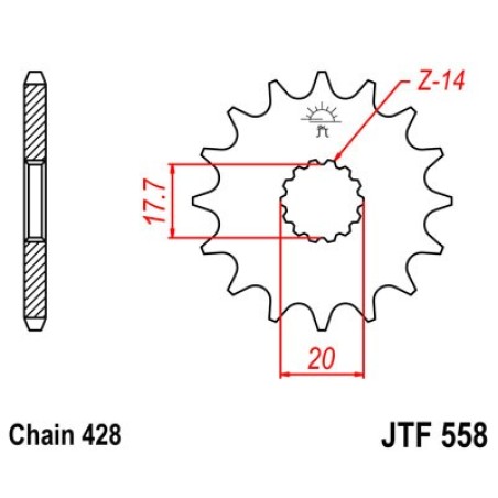 front sprocket jt sprockets in smc420 alloy steel for motorcycles - chain pitch 428/520