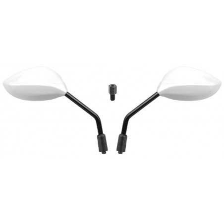 set, pair, rearview mirrors, exposition, white + adaptor rt7