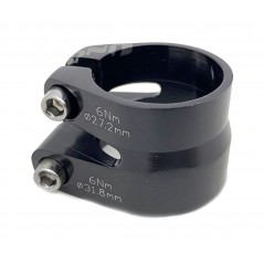 KALLOY UNO Abrazadera tija de sillin GORILLA PARK - 38gr, doble tornillo, aluminio CNC, para cuadro Ø31,8 mm y Ø27,2 mm, ideal M