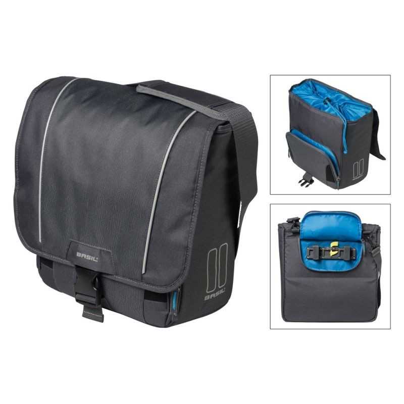 BASIL Waterproof bicycle saddlebag hand shoulder strap click closure SPORT DESIGN COMMUTER 18L 31X18X31 291053VAR