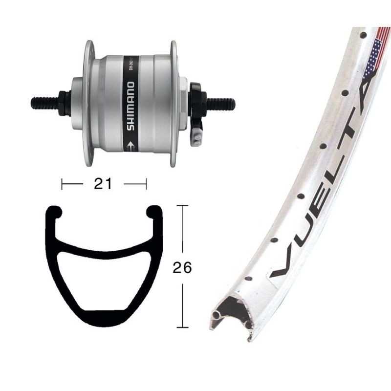EXAL Rueda completa delantera de aluminio 28X1.75 MOY DYN DH3N31 AIRLINE 1 NIRO 703157