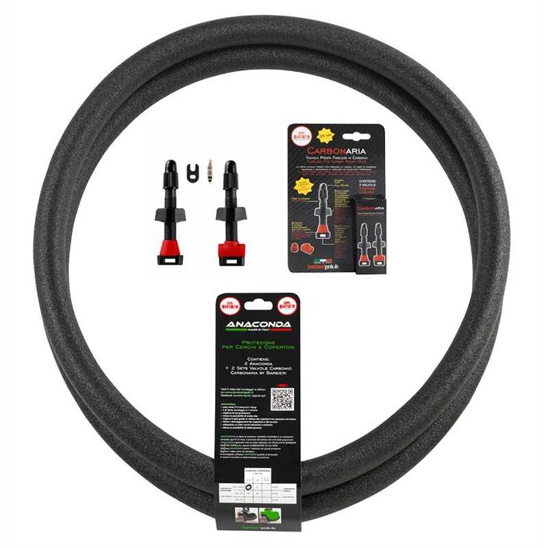 BARBIERI Kit mousse antipinchazos + valvulas de carbono ANACONDA GRAVEL 700X32-45 CARBONARIA 713181
