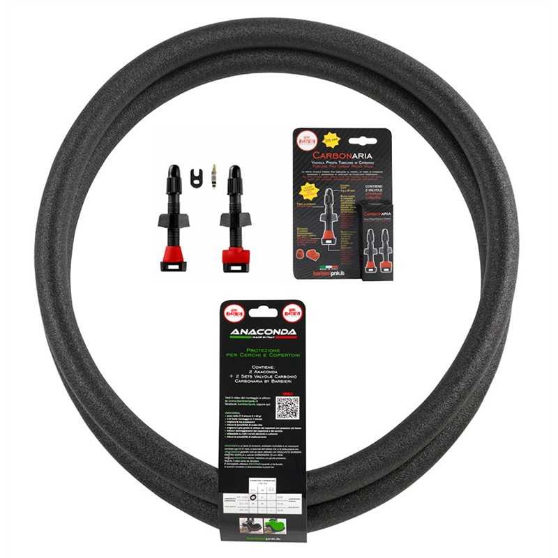 BARBIERI Kit mousse antipinchazos + valvulas de carbono ANACONDA 29X1.90-2.00 CARBONARIA 713182