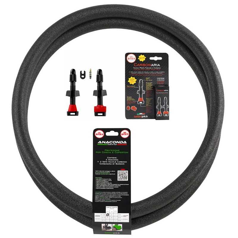 BARBIERI Kit mousse antipinchazos + valvulas de carbono ANACONDA 27.5X2.80-3.00 CARBONARIA 713188