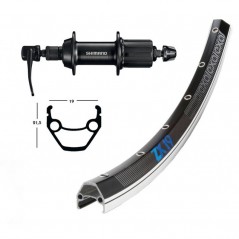 WIENER Aluminum rear wheel with quick release WINORA EXAL ZX 19 26X1.75 36 AGUJ. 135 MM SHIMANO TY500 NEGRO/PLATA 714345