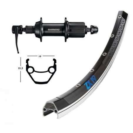 WIENER Rueda trasera aluminio con cierre rapido WINORA EXAL ZX 19 26X1.75 36 AGUJ. 135 MM SHIMANO TY500 NEGRO/PLATA 714345