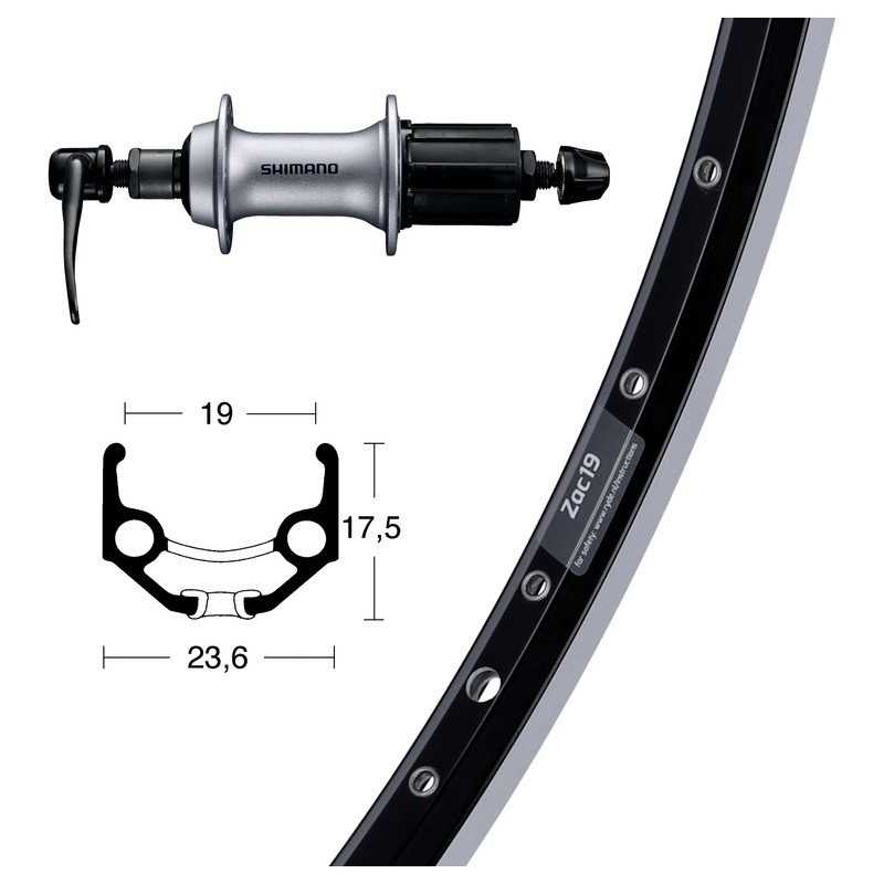 WIENER ALUMINUM REAR WHEEL WINORA RYDE ZAC 19 28X1.75 36 SHIMANO ACERA T3000 8V 714352VAR