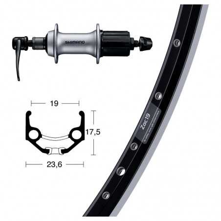 WIENER RUEDA TRASERA ALUMINIO WINORA RYDE ZAC 19 28X1.75 36 SHIMANO ACERA T3000 8V 714352VAR