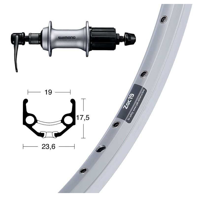 WIENER RUEDA TRASERA ALUMINIO WINORA RYDE ZAC 19 28X1.75 36 SHIMANO ACERA T3000 8V 714352VAR