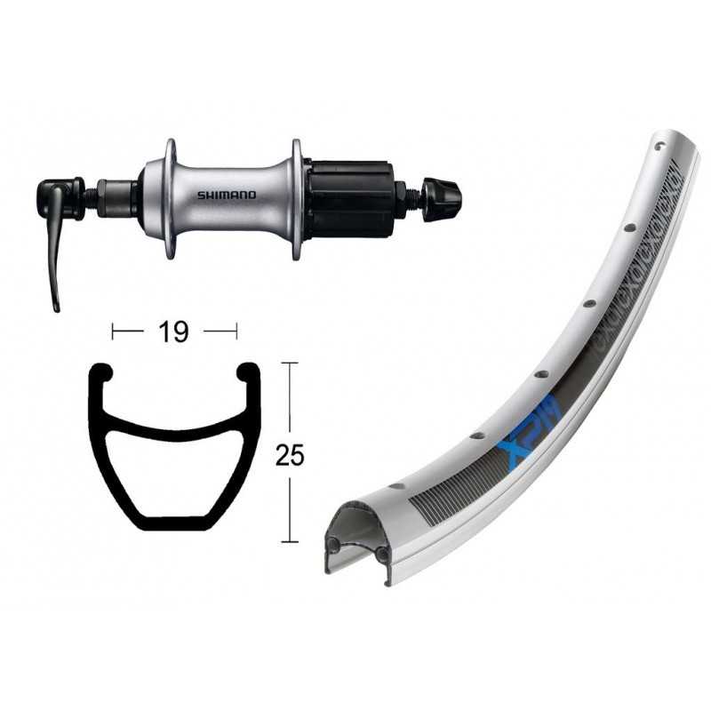 WIENER Rueda trasera aluminio con cierre rapido WINORA EXAL XP-19 28X1.75 36 SHIMANO ACERA T3000 8V PLATA 714358