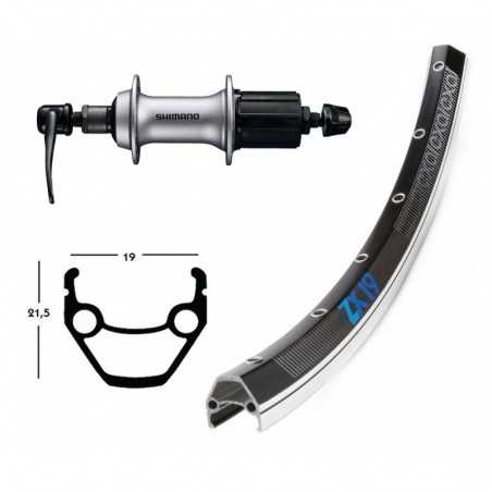 WIENER Rueda trasera aluminio con cierre rapido WINORA EXAL ZX 19 26X1.75 36 AGUJ. SHIMANO ACERA T3000 8V NEG/PLAT 714359