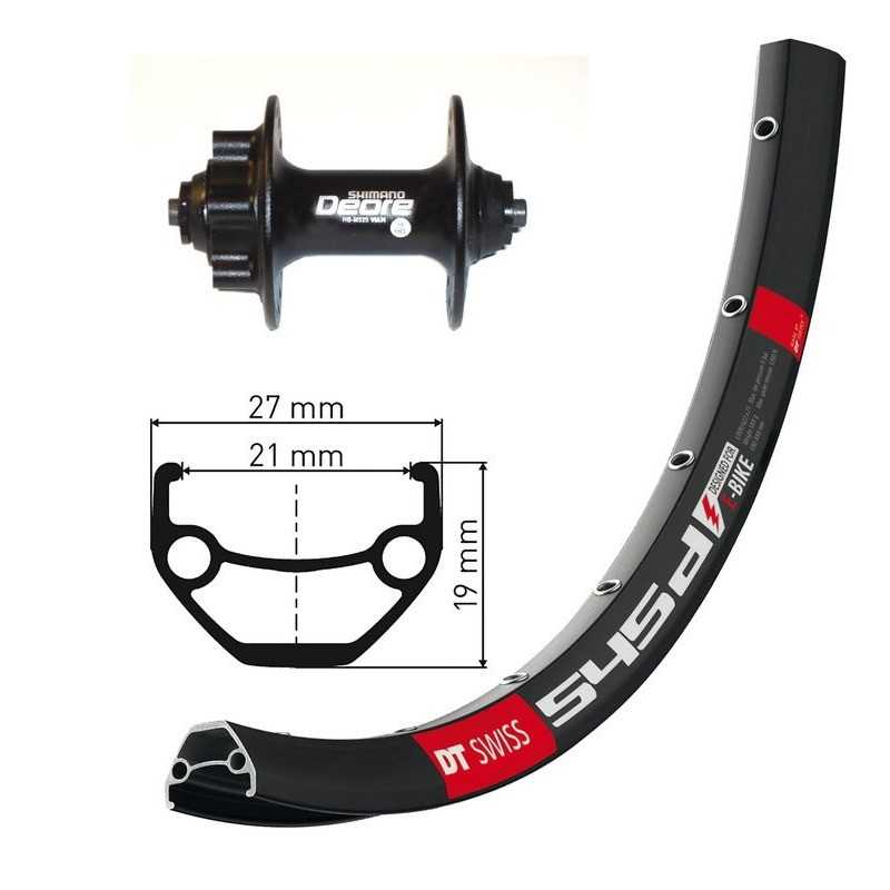 WIENER RUEDA DELANTERA WINORA DT SWISS 545 26X1.90 CENTERLOCK 36 SHIMANO DEORE NEGRO 714369