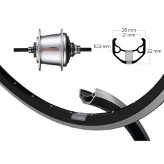 WIENER ALUMINUM REAR WHEEL WINORA RYDE ZAC 421 28X1.75 36 130 MM SHIMANO NEXUS 7V 714383