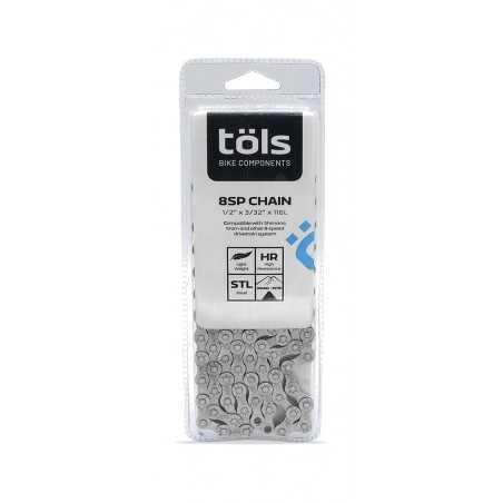 TÖLS Steel bicycle chain for road and mountain compatible 8SP SRAM/SHIMANO 8436577110170
